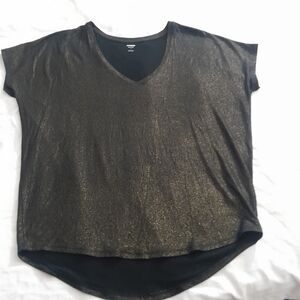 Express Shimmering Black Short Sleeve Top